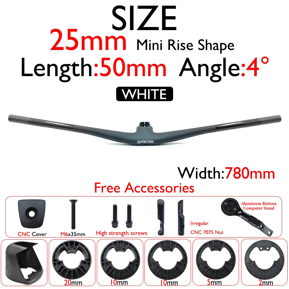 Carbon Fiber Mountain Bike Handlebar Integrated Handlebar 28.6mm 4°/5° Angle