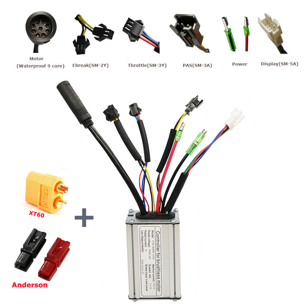 KT 48V 36V 15A Controller 250W 350W Brushless Motor bike Electric Bicycle SM US