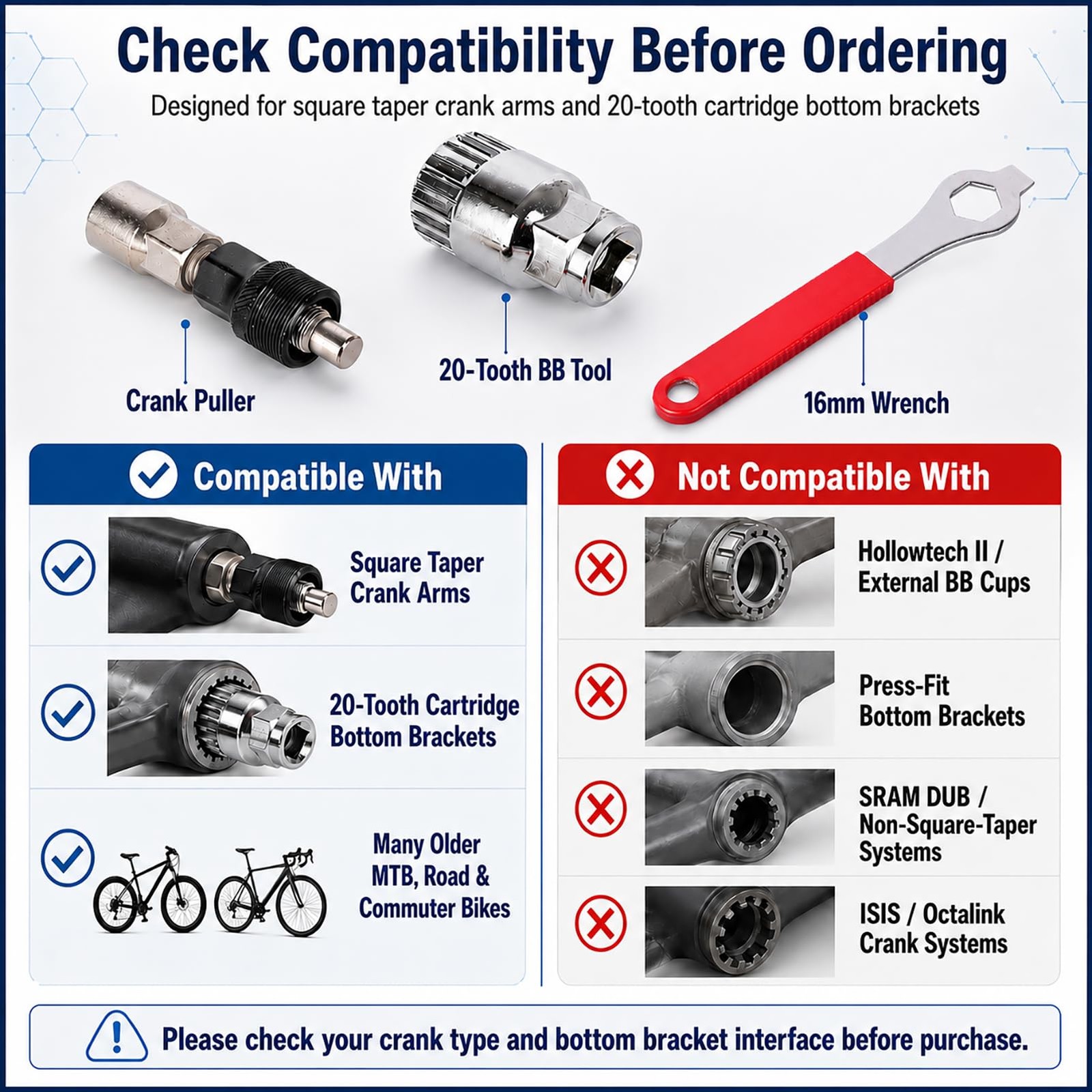 Bike Crank Puller Tool, Bicycle with Bottom Bracket General, sliver