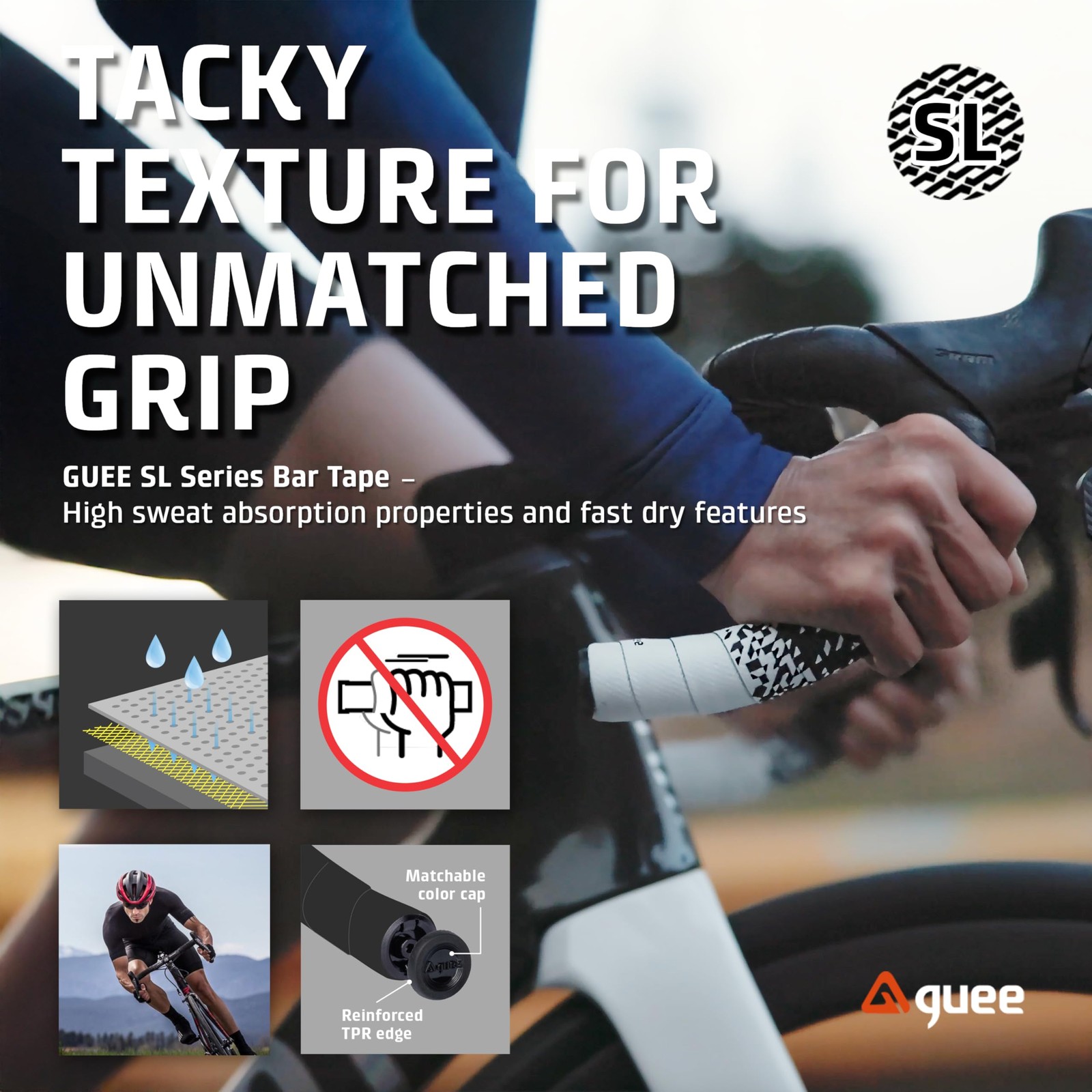 SL One Road Bike Handlebar Tape Premium PU Leather Microtex Structure with Sh…