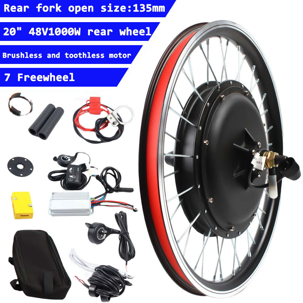 20 Inch eBike Electric Rear Wheel Hub Motor Bicycle Conversion Kit 1000W 48V