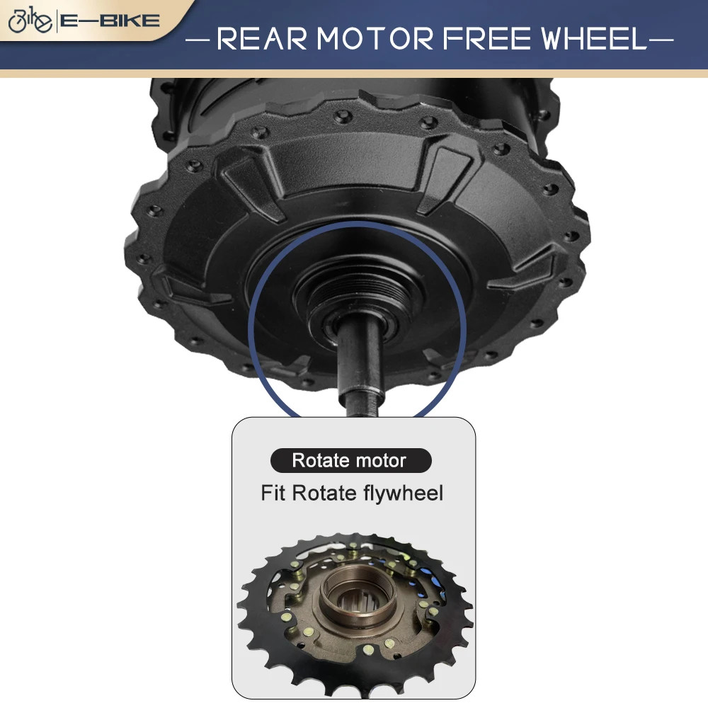 48V 750W E-Bike Electric Scooter Fat Tire Gear Rear Hub Motor 170-175mm Dropout