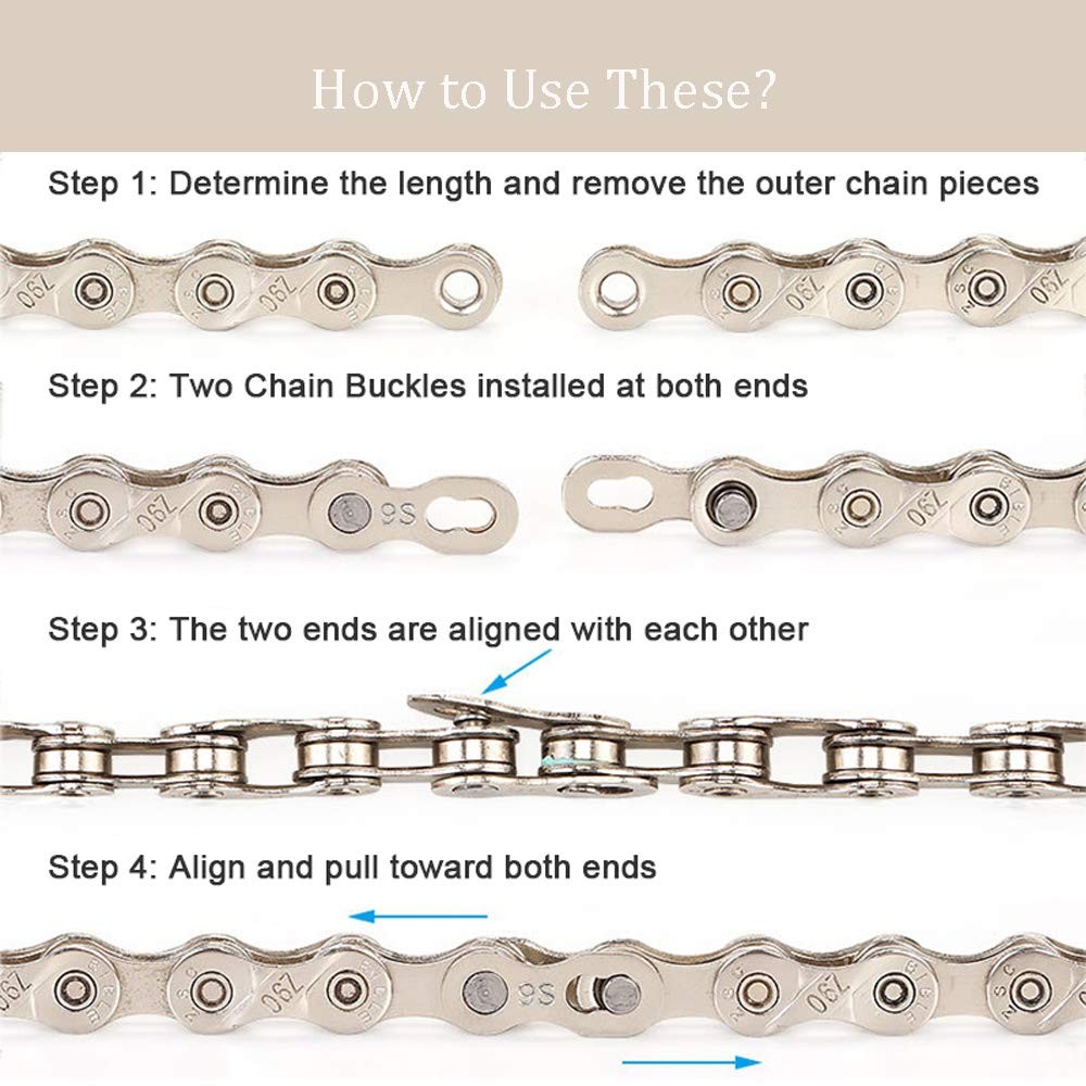 8 Pairs Reusable Bicycle Missing Link for 6, 7, 8, 9, 10,11,12 Speed Chain (1…