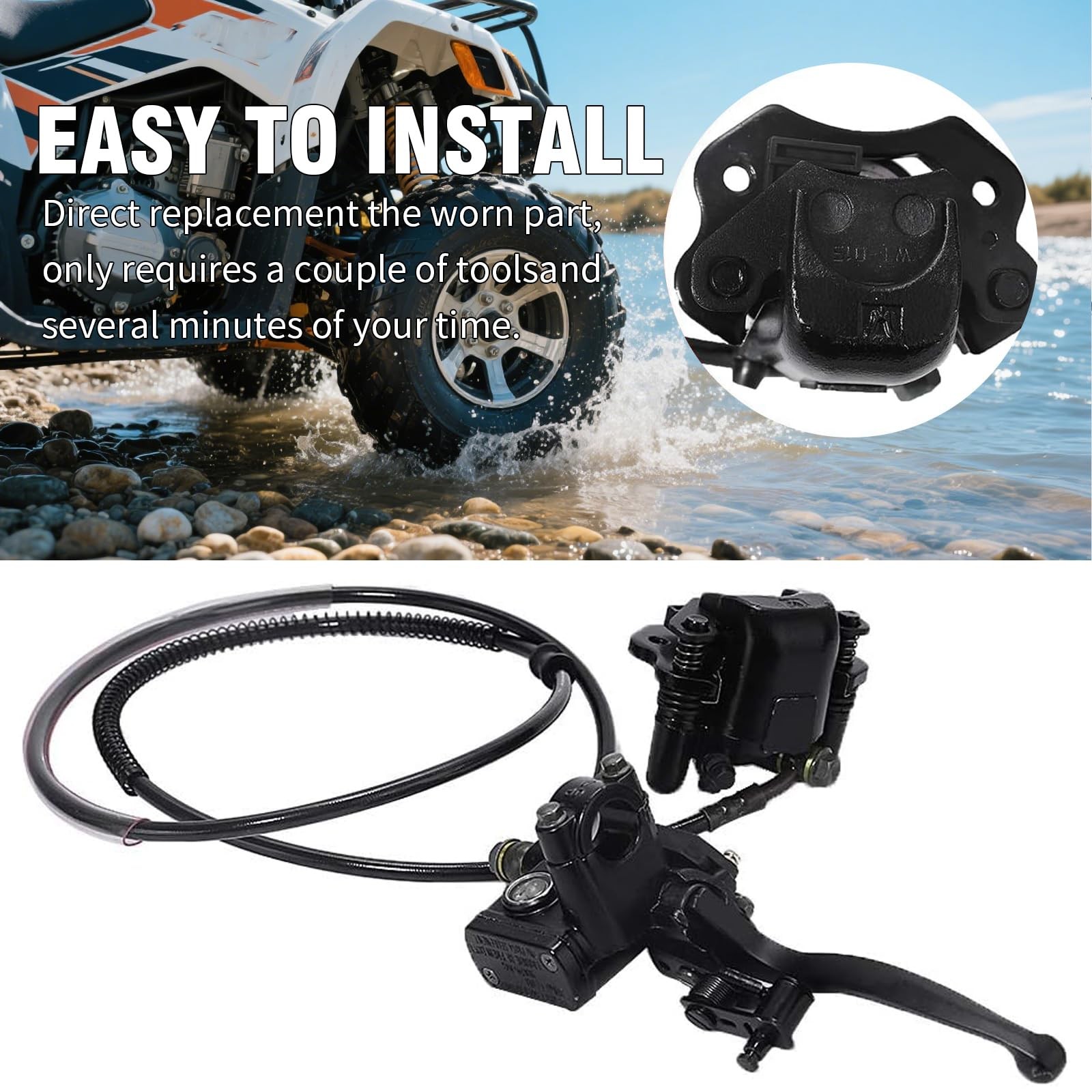 Rear Hand Hydraulic Disc Brake Master Cylinder Caliper Assembly with Brake Pa…