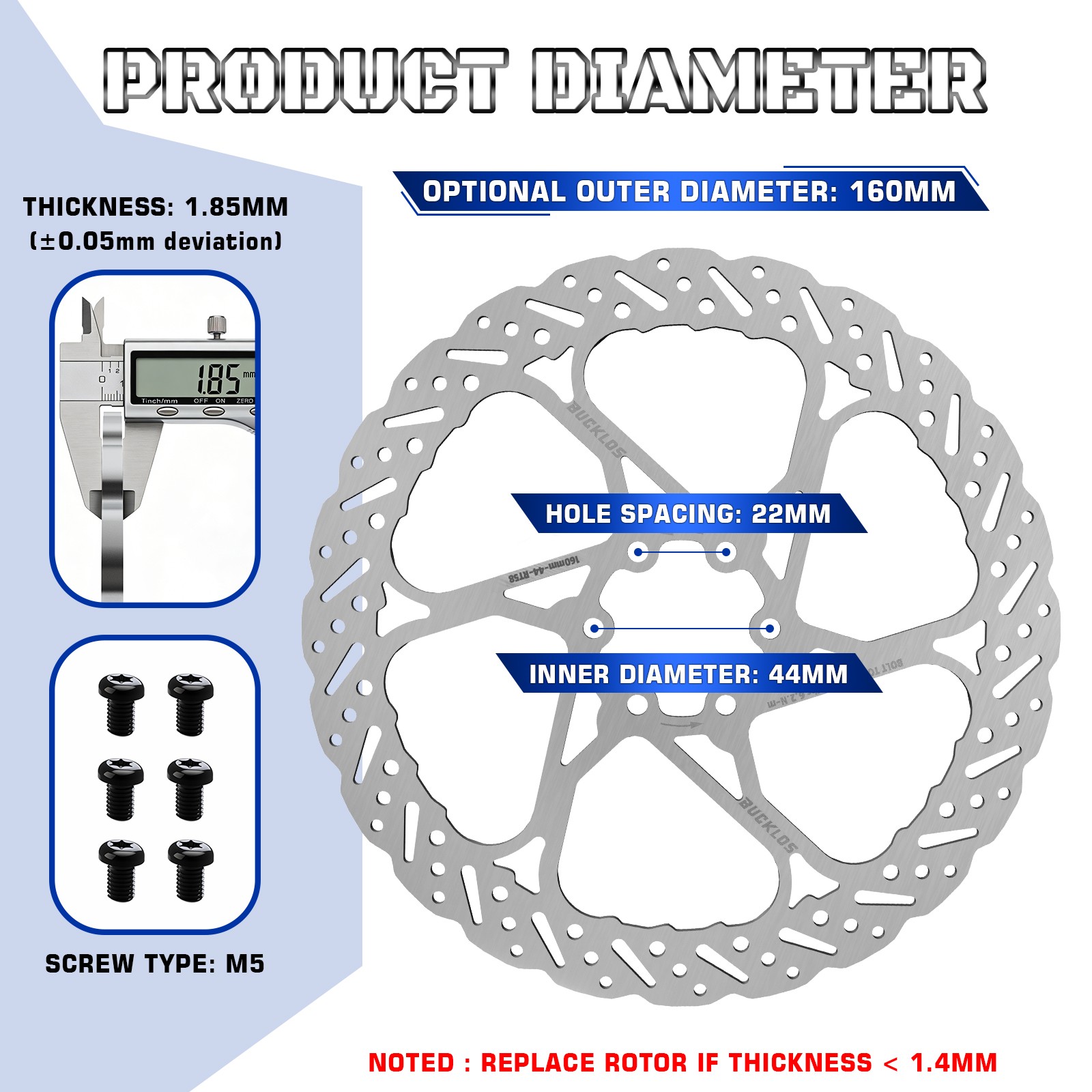 fit Shimano SRAM Disc Brake Rotors 6 Bolt 140/160/180/203mm MTB/Road Bike Rotor