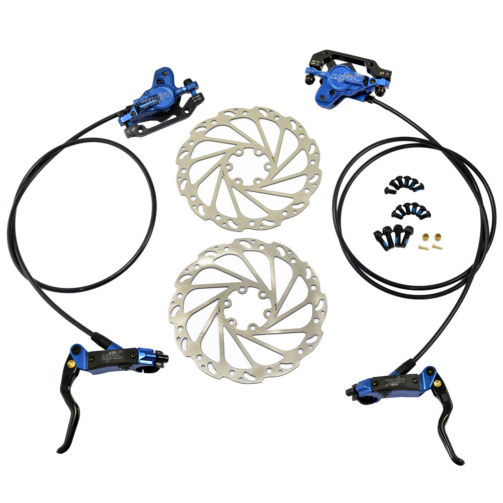 JUIN TECH DB1 MTB E-bike Hydraulic Dual-Piston Disc Brake Set w/160mm Rotor,BU