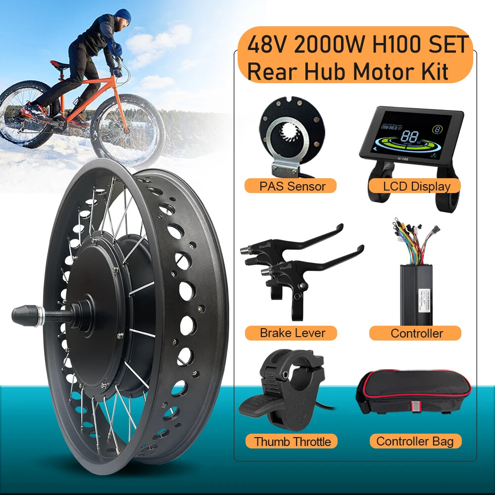 48V 2000W 20/24/26inch Snow E-bike Fat Brushless Gearless Rear Rotate Hub Motor