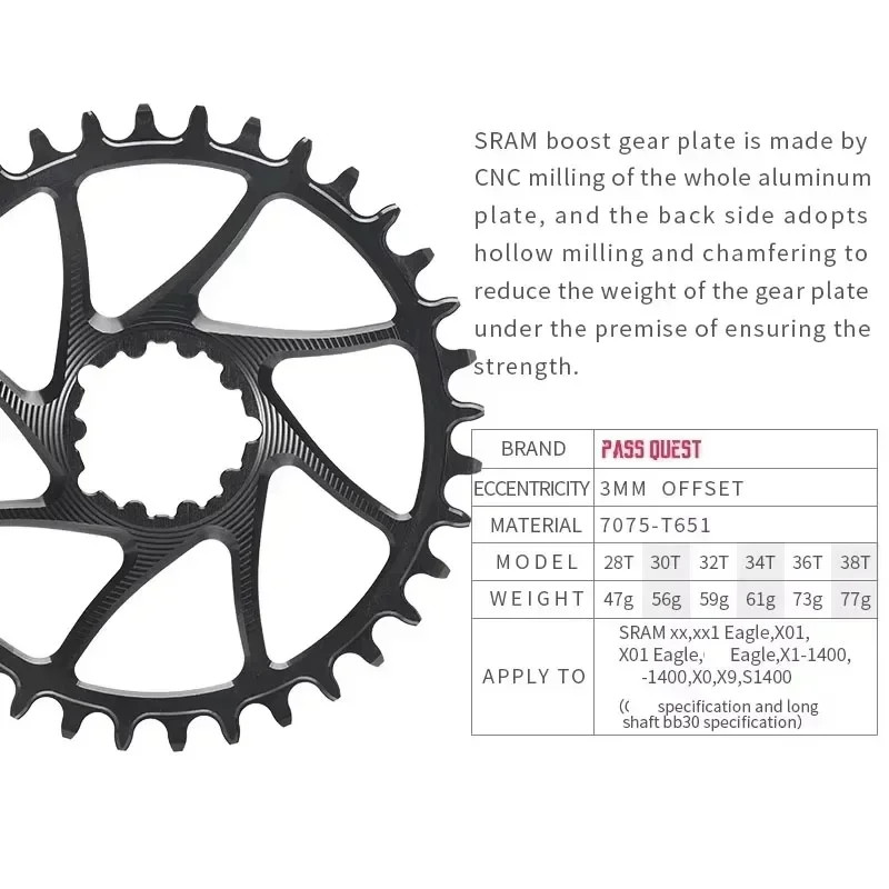 3mm Offset for Crankset Mountain Bicycle Narrow Wide Chainring 28-38T Chainwheel