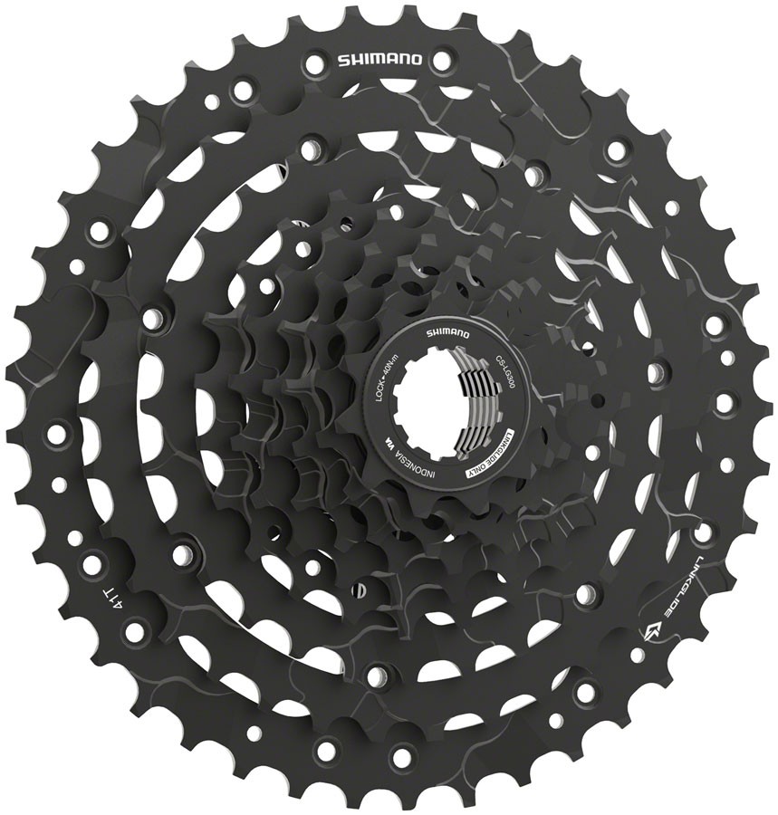 Shimano CUES CS-LG300-9 Cassette – 9-Speed, 11-41t, LINKGLIDE, Black