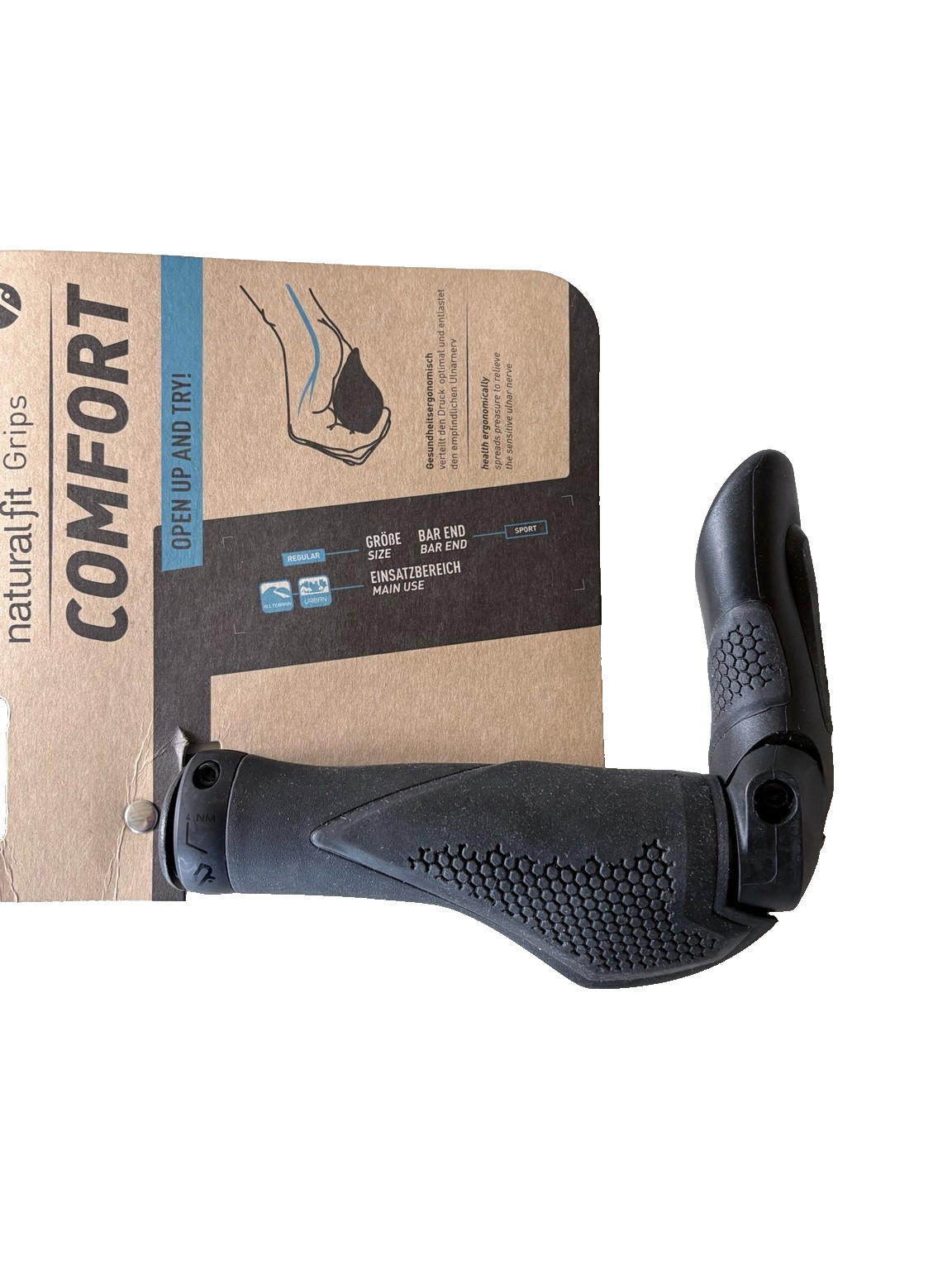 Cube Natural Fit Comfort Bar Ends Medium Grips S Black Gray 13115-S