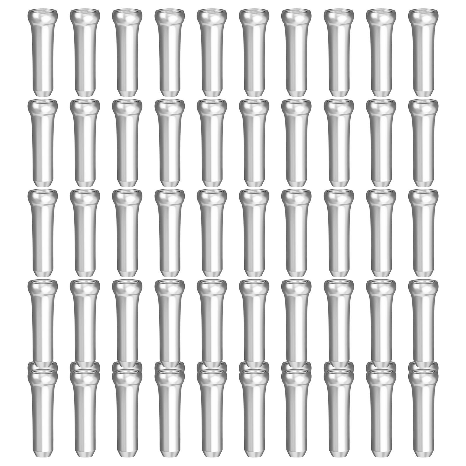 150 PCS Bike Cable End Caps – Aluminum Alloy Brake & Derailleur Long, Silver