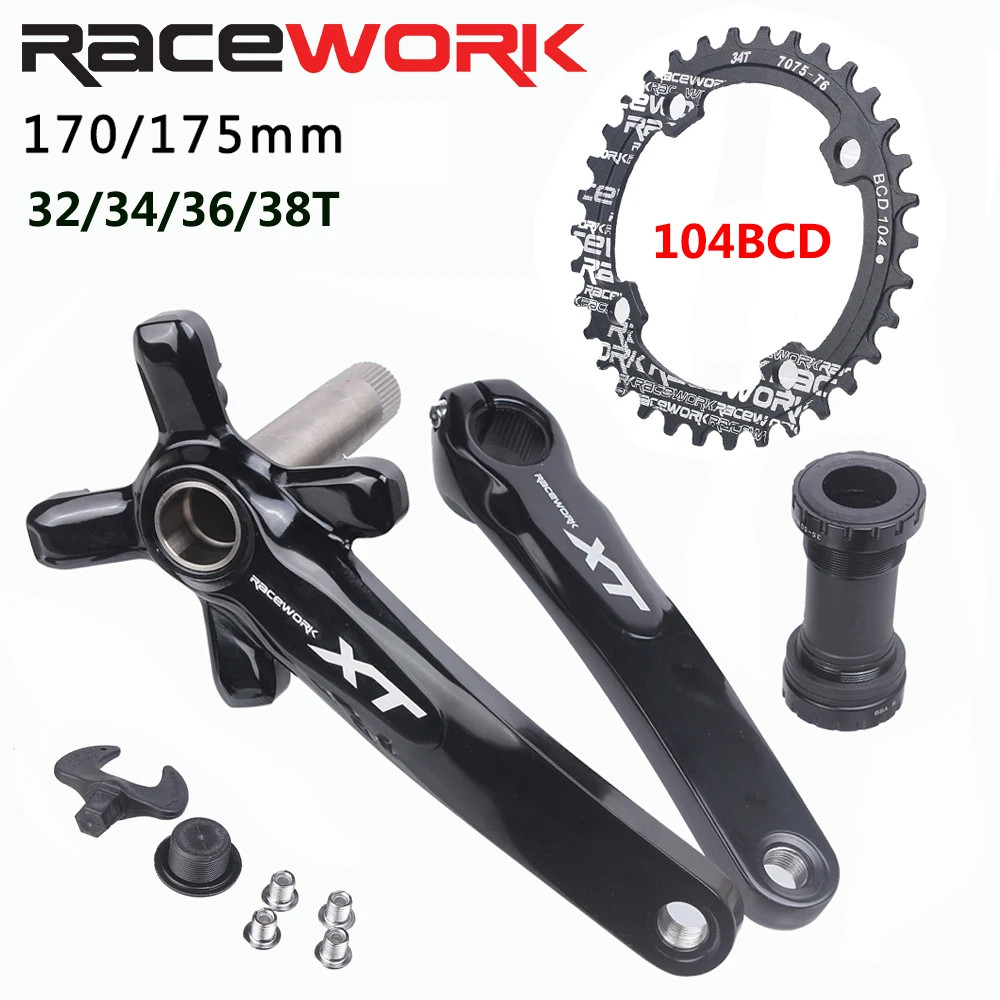 MTB Bicycle Crankset 104BCD Crank 170mm 175mm Integrated Cranks Chainring