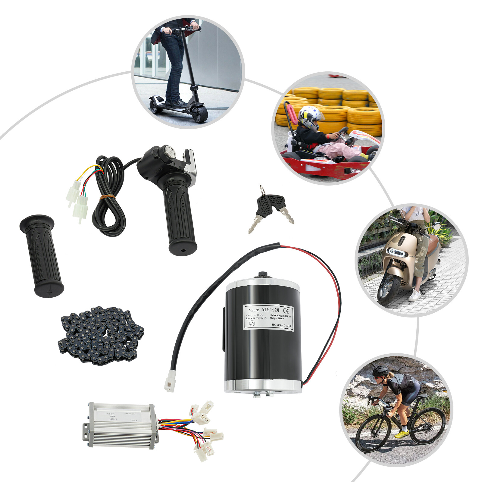 48V 1000W Brush Motor Controller Conversion Kit for Electric Bicycle ATV Ebike
