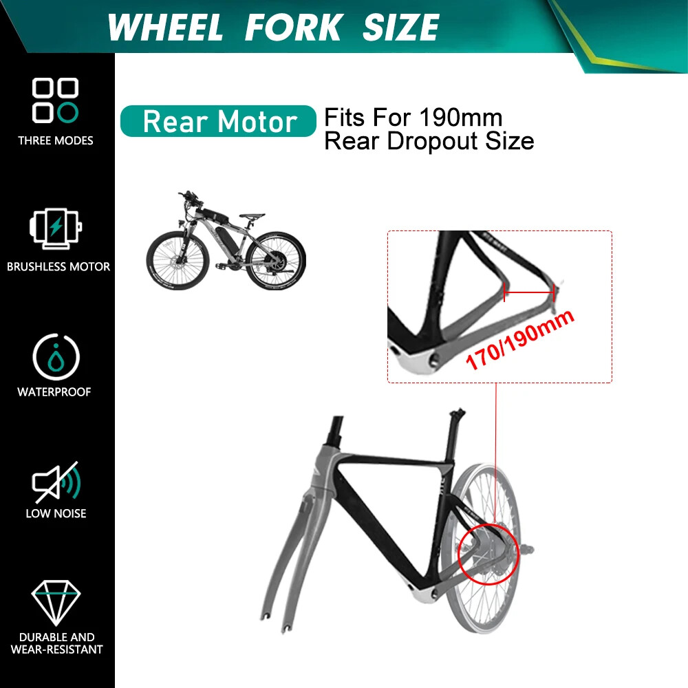 Snow E-bike Motor 48V 2000W 4.0 Tyre Rear Rotate Wheel Hub Motor Dropout 190mm