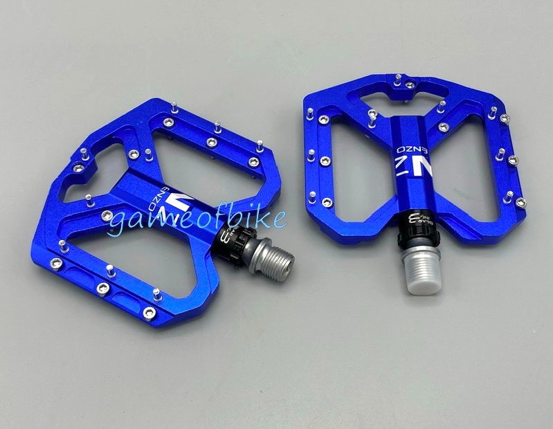 ENZO Aluminum Road MTB Mountain Bike Bicycle Pedal 3 Bearings Flat Pedals Blue