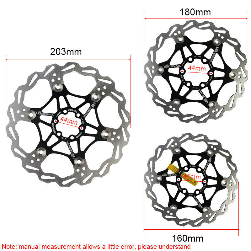 SNAIL Bicycle Disc Brake Rotor MTB Road Bike Floating Rotor 160/180/203mm 6 Bolt