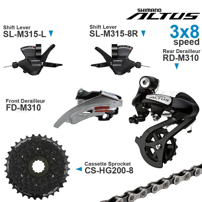 SHIMANO ALTUS ACERA 3×8 Speed Groupset M315 Shifter M310 Derailleur Cassette MTB