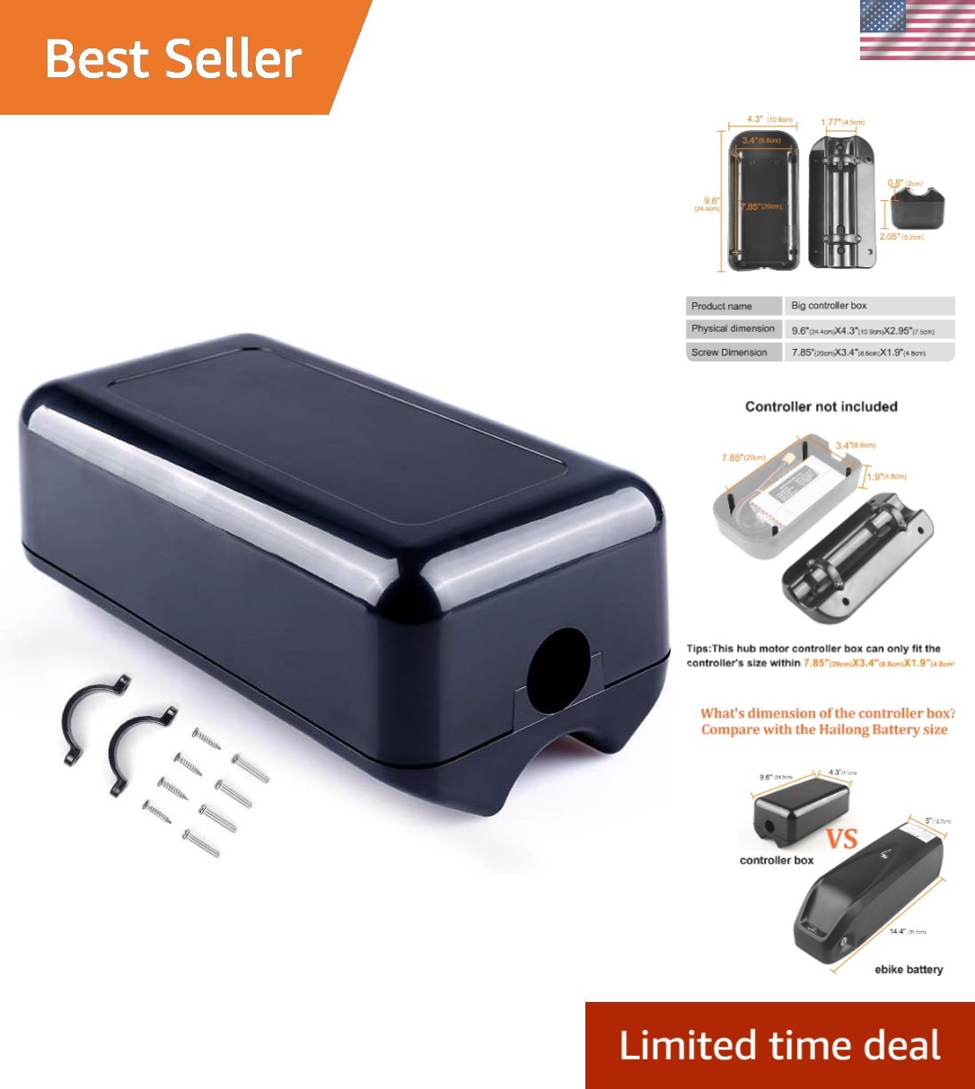 Extra Large Electric Bike Controller Box – Dust & Water-Proof, 9.84″ x 4.25″