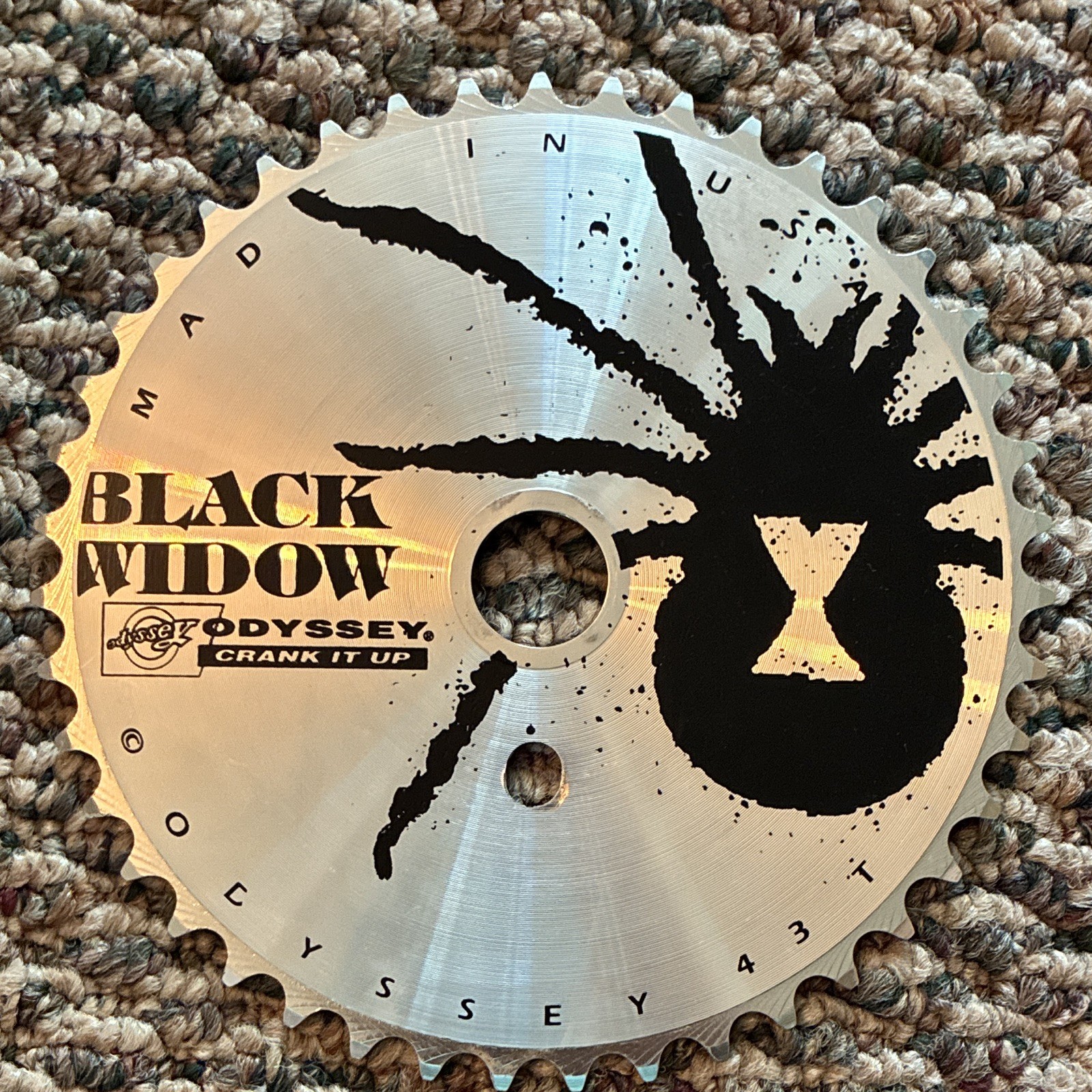 Odyssey Black Widow 43T BMX Aluminum Chainring 1-Bolt 64mm BCD Silver/Black