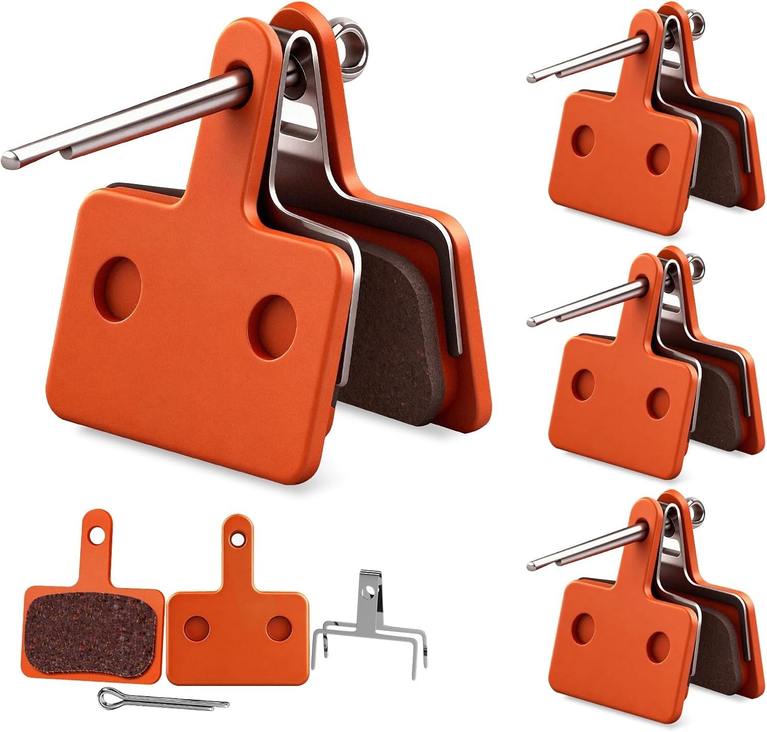 4 Pairs Bike Brake Pads, Disc Brake Pads (Resin,Semi-Metallic) for Mountain Bike