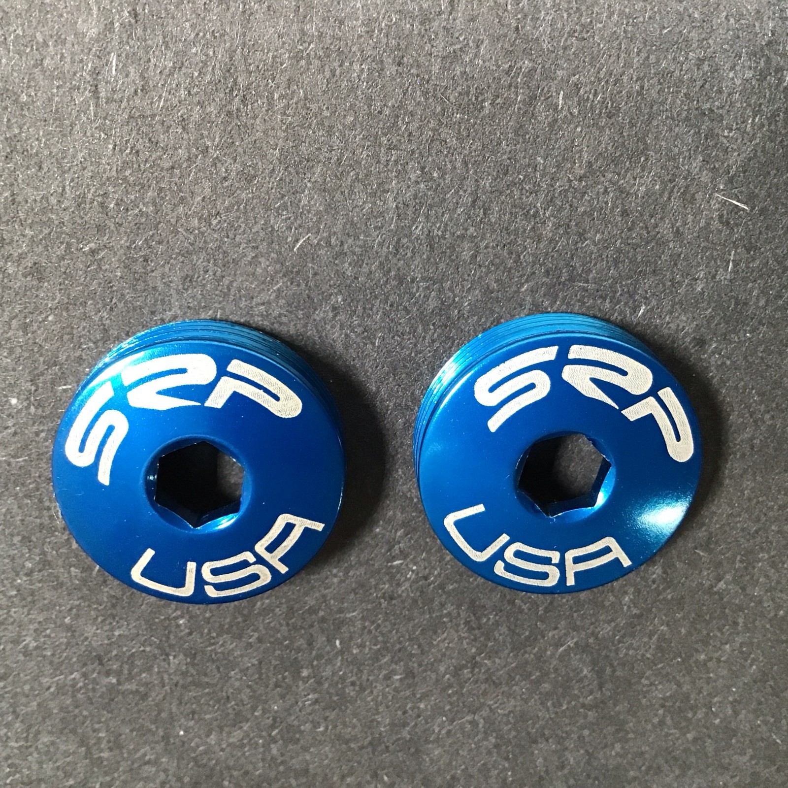 SRP Square Taper Crank Arm Dust Cap Set Blue NOS Vintage MTB Kooka Grafton