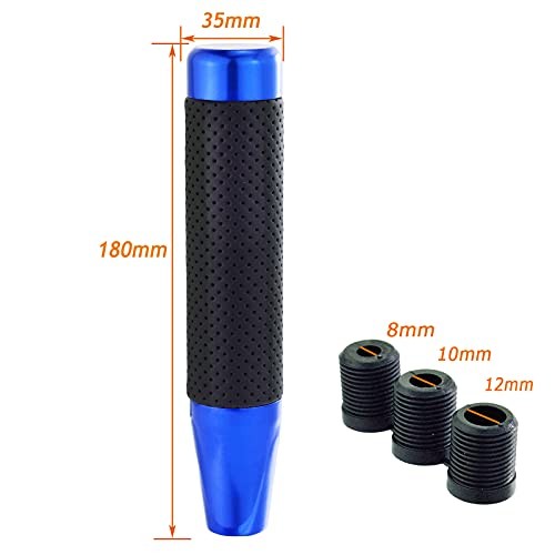 Metal Shifter Knob Leather Aluminum Alloy Long Stick Gear Handle Lever Blue