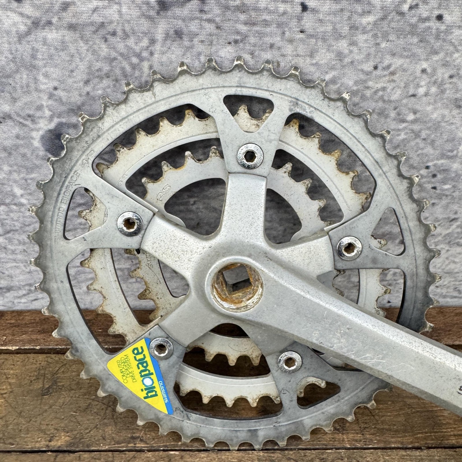 Vintage Shimano FC-B124 Crankset TRIPLE 175 Biopace 48/38/28T 110 BCD Deore 80s