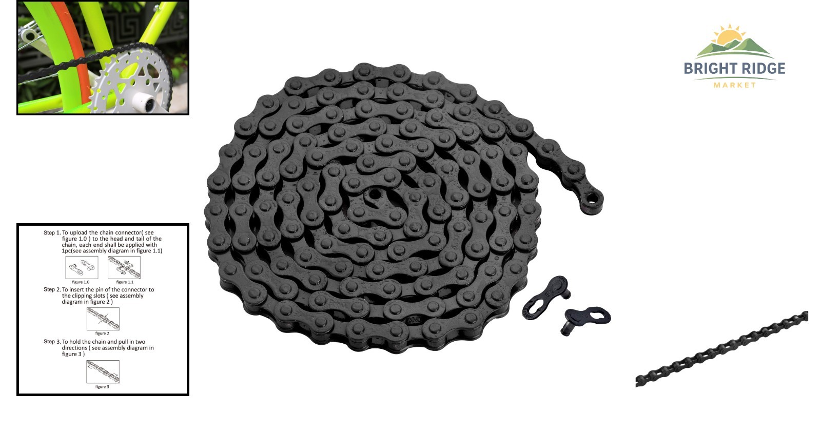 High Carbon Steel Bicycle Chain 116 Links 1/2 x 1/8 Inch for Easy Installation