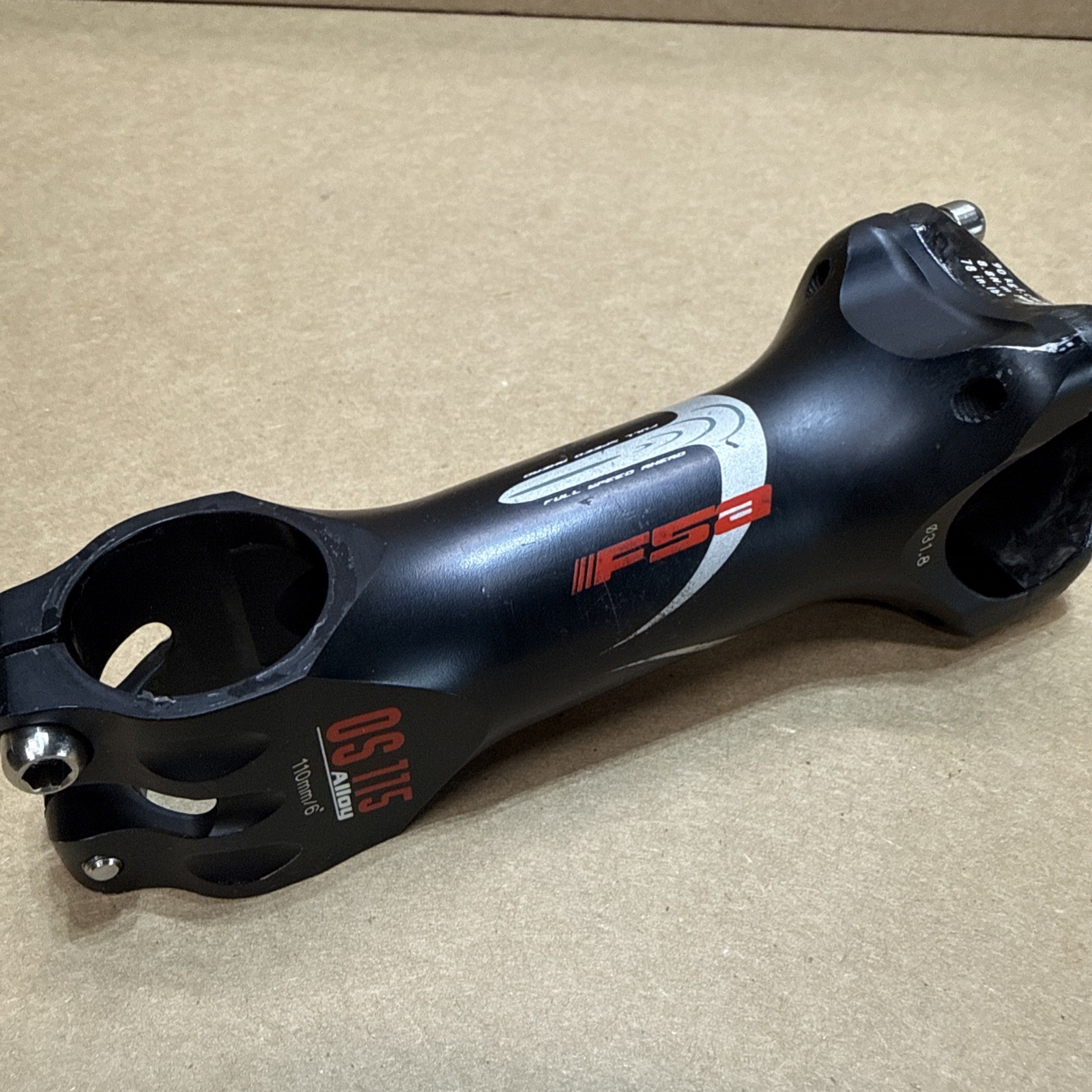 FSA OS115 Alloy 110mm 31.8 6 Rise Road Bicycle Stem w/ Carbon Face Plate mwl54