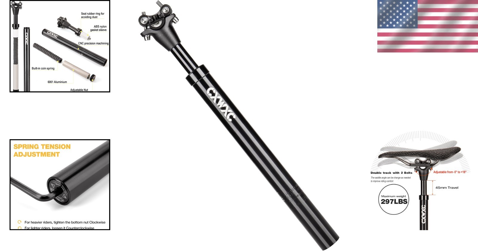 Adjustable Suspension Seatpost 27.2/30.9/31.6mm x 400mm – Ultimate Comfort fo…