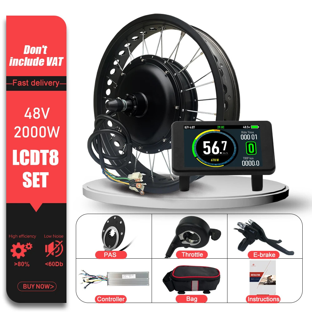 48V 2000W Snow E-bike Conversion Kit 4.0 Tyre Rear Cassette Hub Motor Wheel