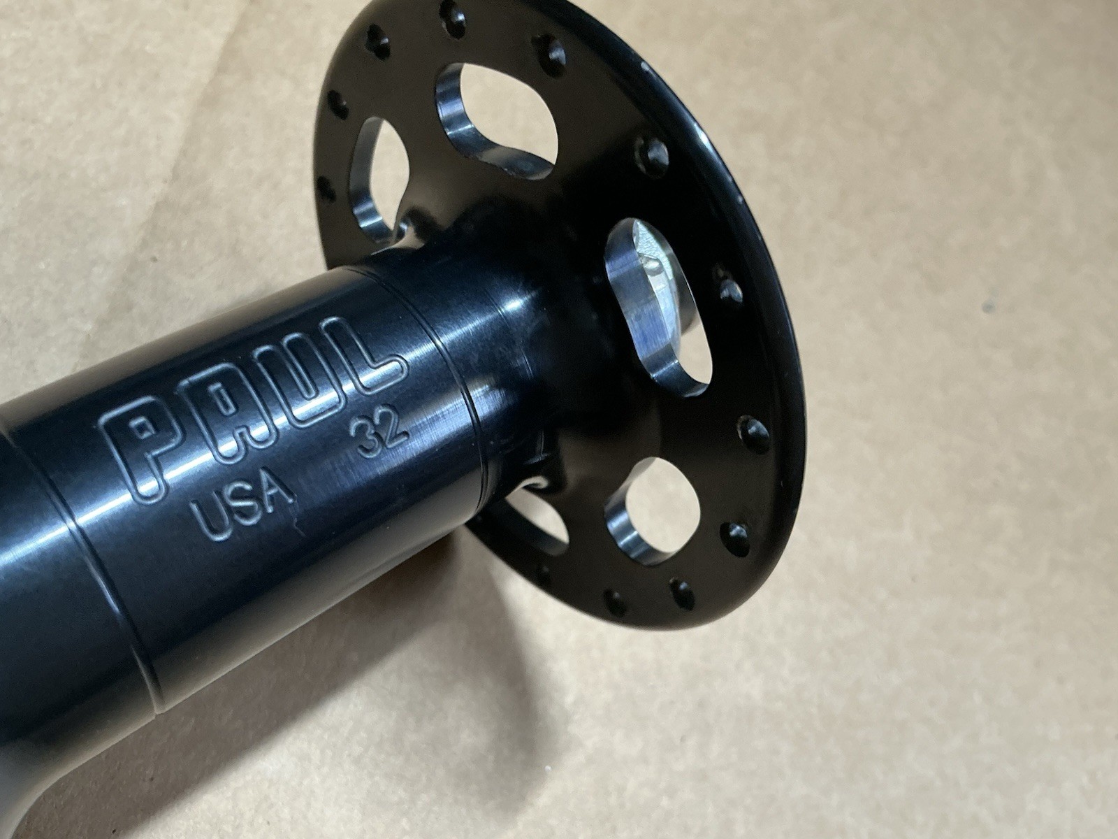 Paul Components High Flange Front Hub, 100mm Spacing, 32 Hole, Bolt-On, Black