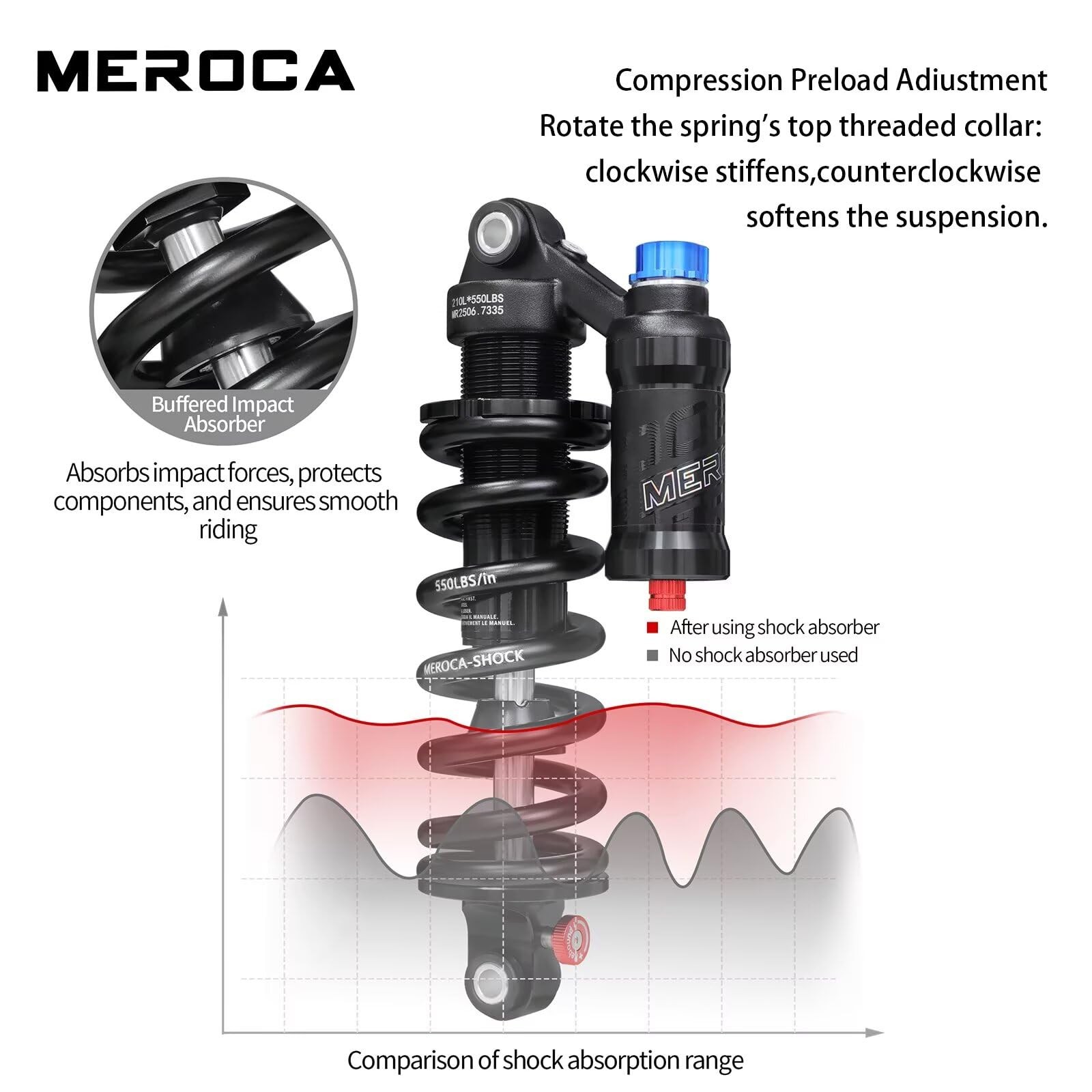 Meroca Adjustable Air Spring Coil Over Shock Absorber For Mountain Bikes