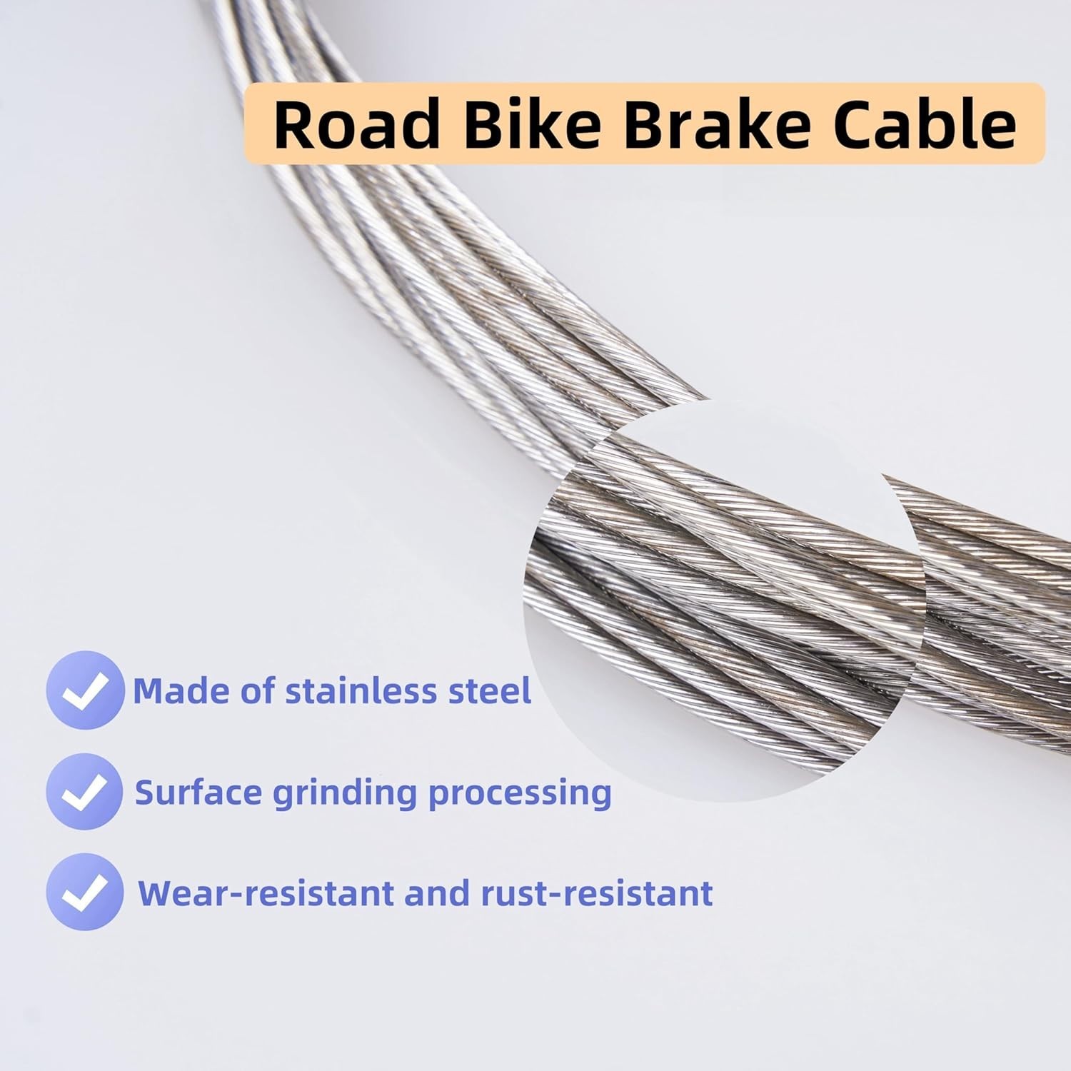 4 Pcs Road Bike Brake Cables,Stainless Steel Bike Brake Inner Cables,Universal R