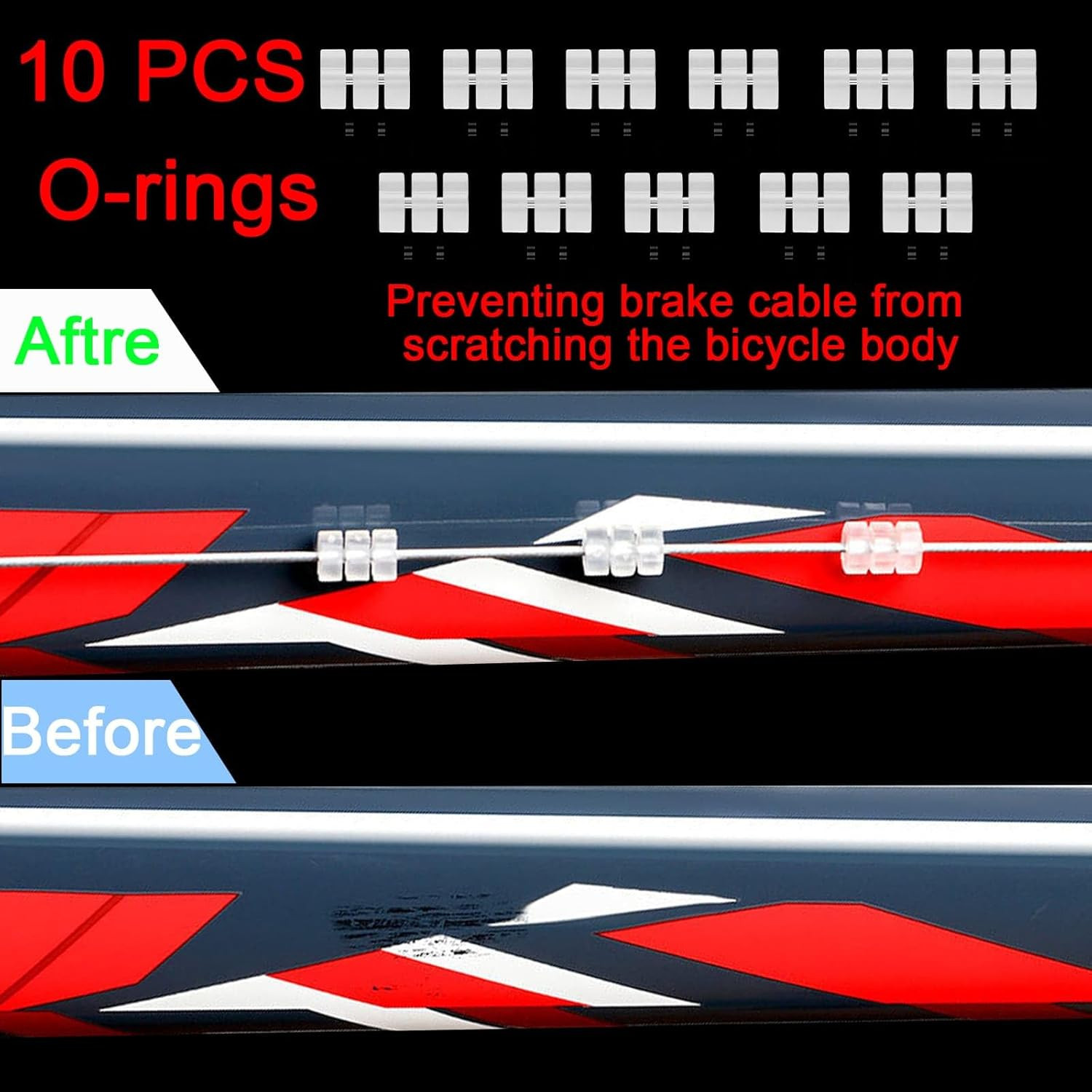 10PCS Bicycle Brake Cable, Bike Derailleur Shifter Cables,Front and Rear Brake L