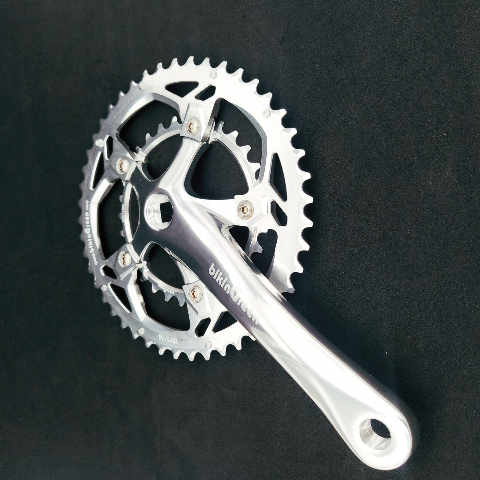 bikinGreen Classic 170mm 46/30T BCD 110mm Crankset Silver Retro bike
