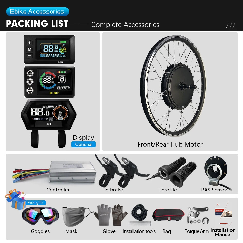 36V 48V 350W 500W 1000W 1500W 2000W Mountain E-Bike Front Rear Hub Motor Wheel