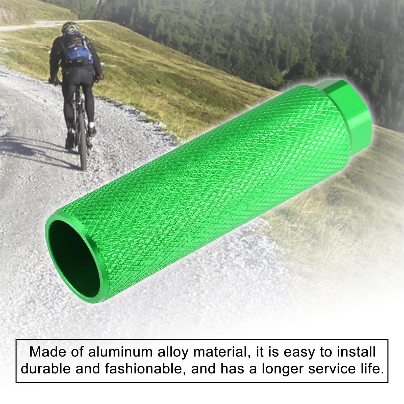 Pair Aluminum Alloy Rear Foot Pegs Green for MTB Bicycle Fit 3/8 inch Axles