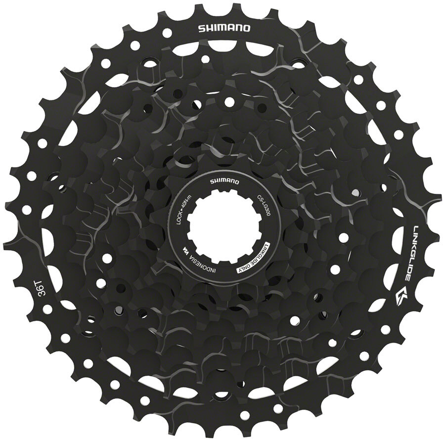 Shimano CUES CS-LG300-9 Cassette – 9-Speed, 11-36t, LINKGLIDE, Black