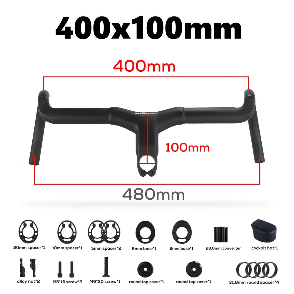 Full Carbon Fiber Integrated Road Bicycle Handlebar -6 Degree 31.8mm Clamp