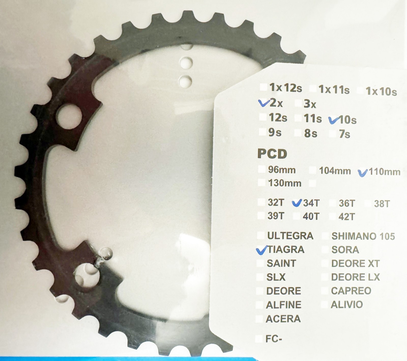 Shimano Tiagra FC-4700 Chainring – 34 Tooth 110 BCD Asymmetric, Black