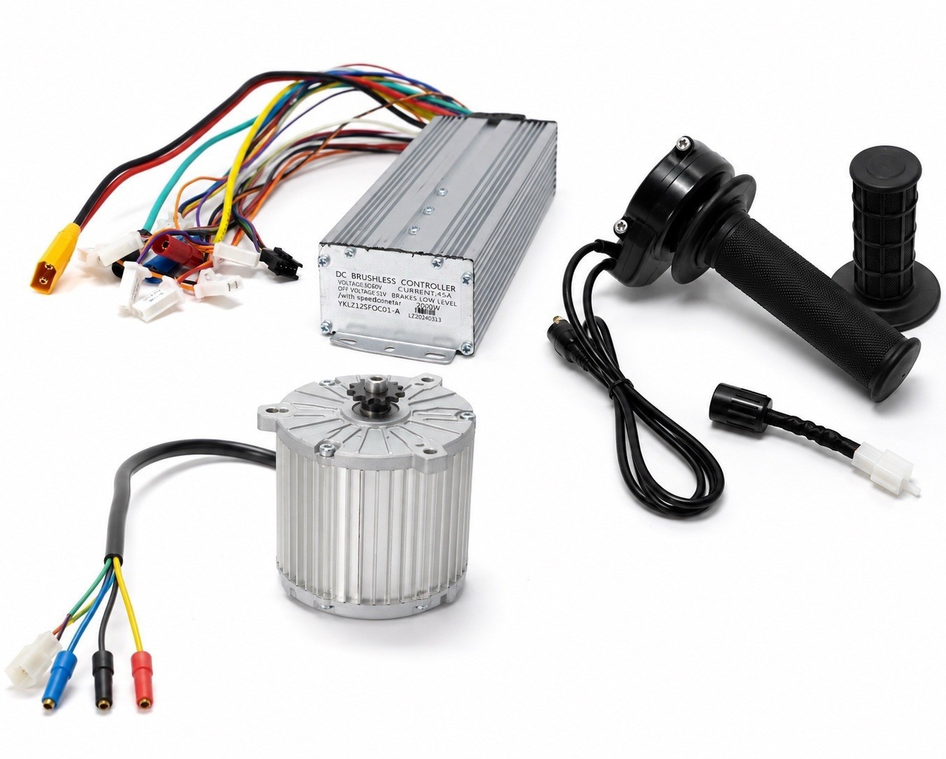 60v 2200W E-Bike Brushless Motor Kit w/ Controller & Throttle YKZ12SFOC-01A