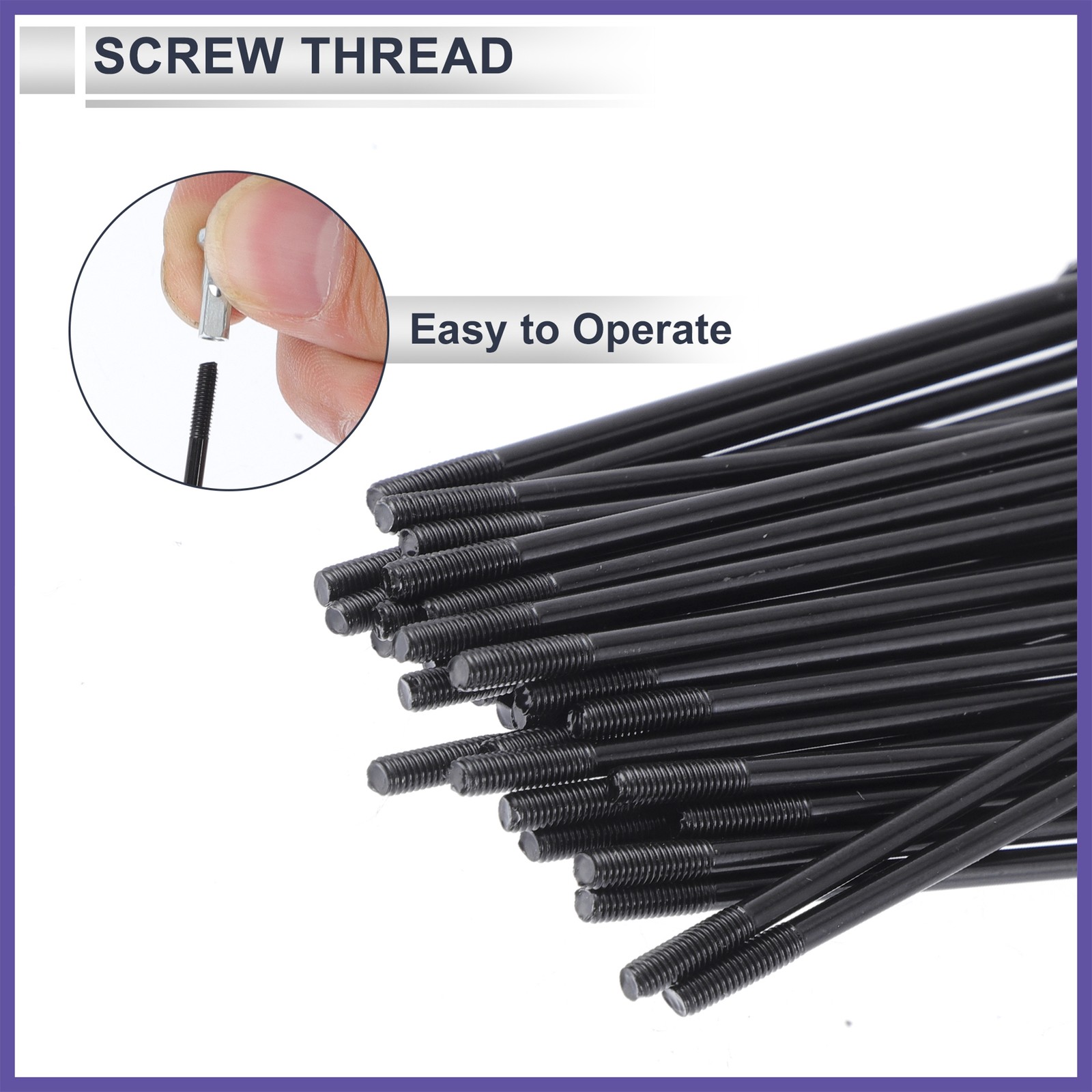 1 Set 13G 209mm L Bicycle Spokes Nipple 45 Steel Black Universal