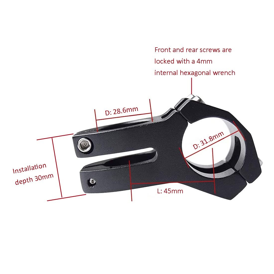 Wake HighStrength 31.8mm Aluminum Alloy Mountain MTB Bike Stem Riser 45mm Sho…
