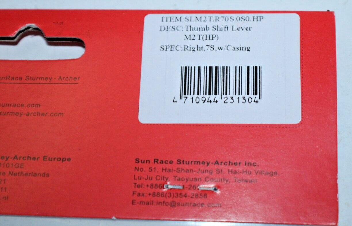 Suntour M2T(HP) Thumb Shifter 7 Speed Right Housing/Cable NWT Fast USA Shipper:)