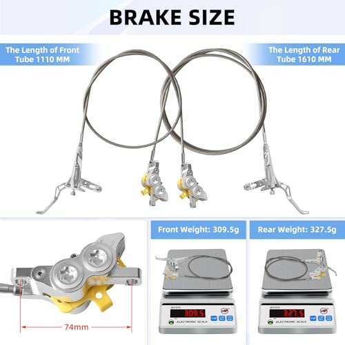Hydraulic Disc Brake Set, Left Front 1110mm & Right Rear 1610mm, 4 Silver