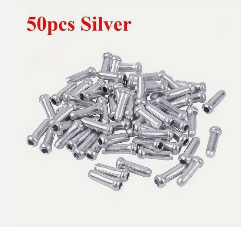 New 50 Pcs Aluminum Bike Bicycle Shifter Brake Cable Tips Caps Ends Crimps