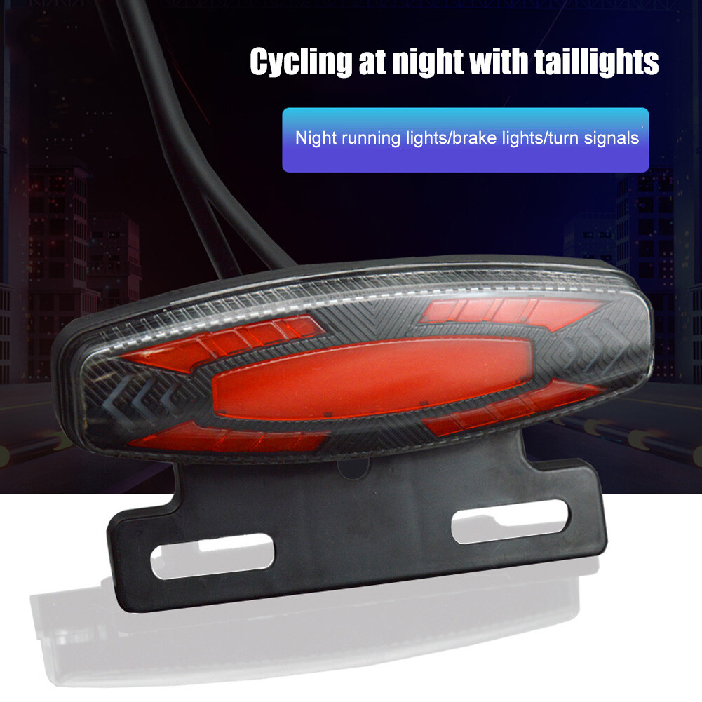 24V-48V E-Bike LED Headlight & Tail Light Set Horn Turn Signal Switch Button NEW