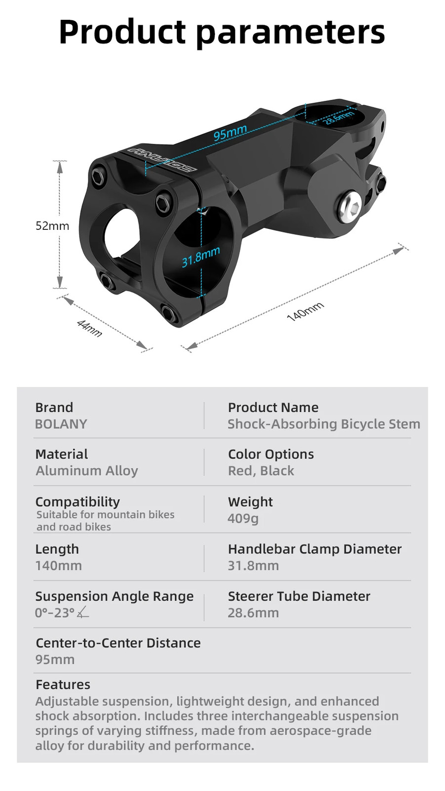 Shock Absorbing Adjustable Handlebar Stem Road Gravel Damper Suspension Stem