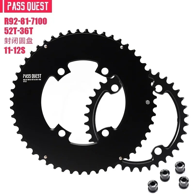 4 Bolts Round Chainwheel 110bcd Aluminum Double Chainring for Shimano 54T-33T